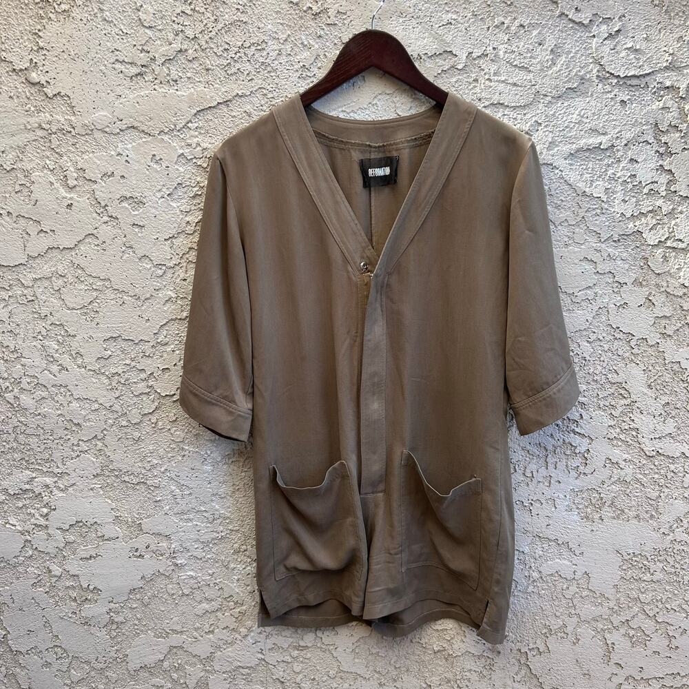Reformation Taupe Short Sleeve Utility Romper Size Small